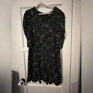 Karl Lagerfeld Black Dress with Fall Print Details – Size 12 | Seasonal Piece